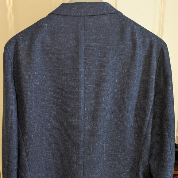 LNWOT Current Isaia Napoli Blue Linen Blend Sport Coat Jacket Patch Pocket US40 - Picture 2 of 7